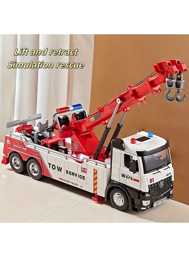 Heavy Duty Rescue Tow Truck With Retractable Hook Realistic Siren Lift Off Platform Mixer Truck - Image 4